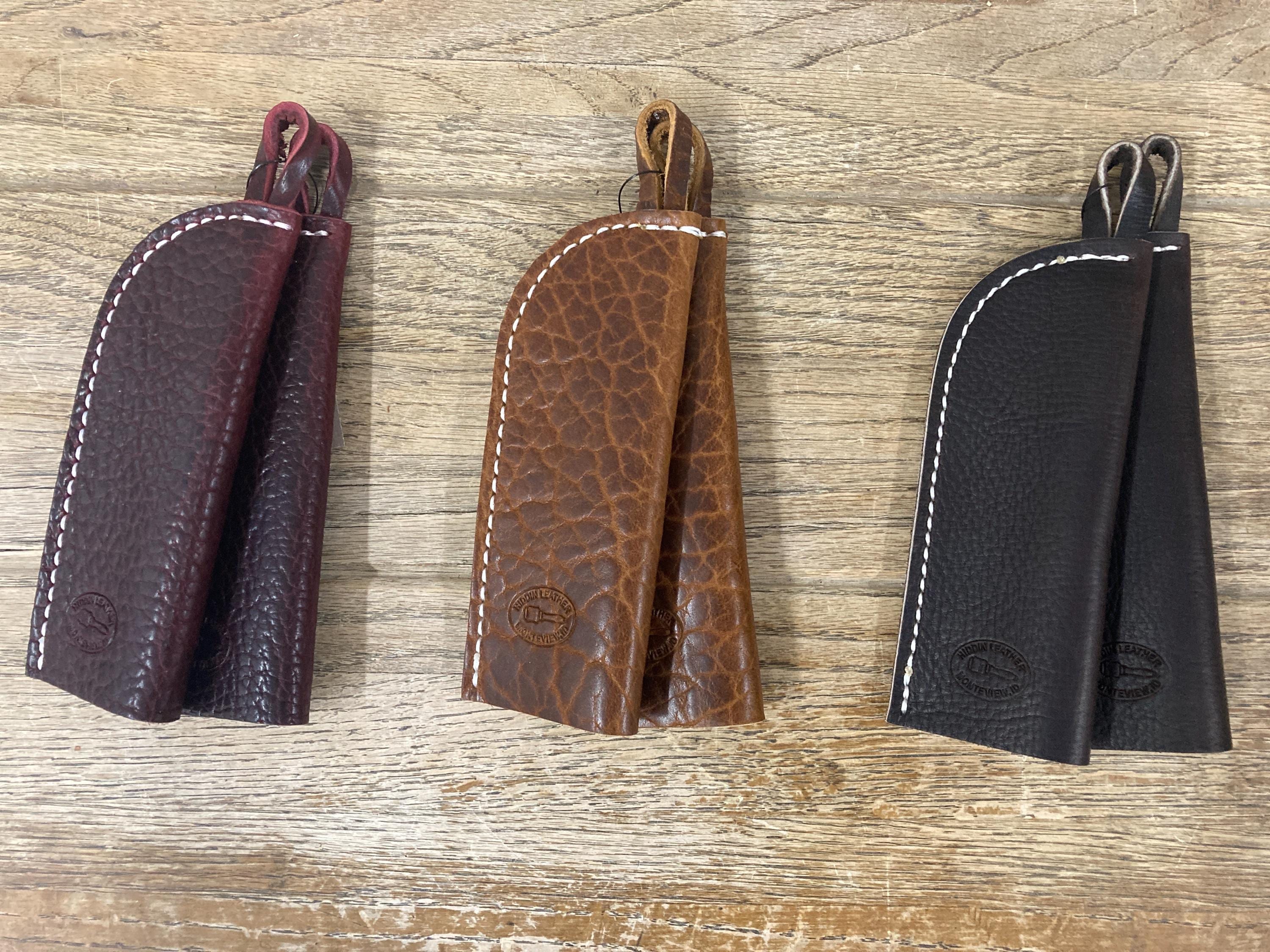 Leather Cast Iron Pan Handle Covers / Buffalo Leather Skillet Hot Pads / Handmade in the U.S.A.