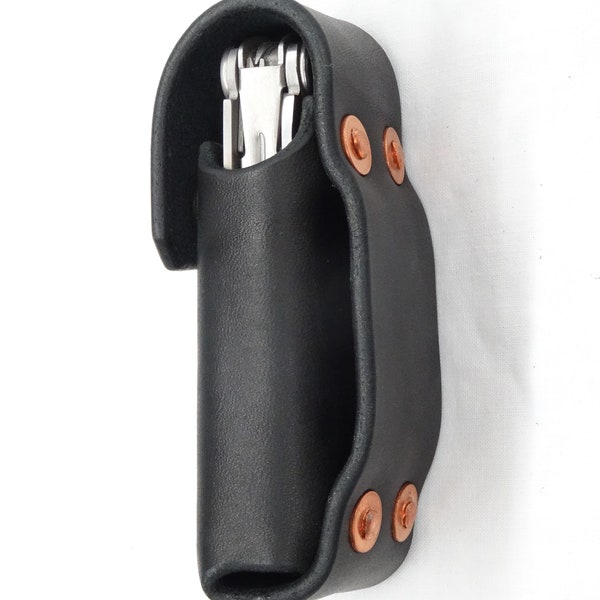 Black Leather Sheath for Leatherman WAVE | Belt Holster | Tough One Piece Design | U.S.A. Made
