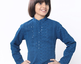Kid's Lucknowi Chikankari Kurta Pajama