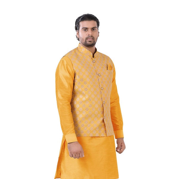Festival Special Sale-Plus Size Vest coat with Dupion silk kurta pajama.