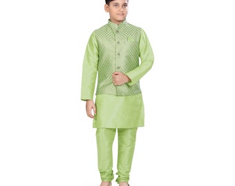 Kid's Banarasi Vest Coat and Kurta Pajama set