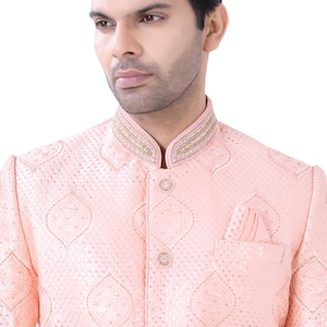 Jamevram Sherwani Set in Coral Pink- Australian Business