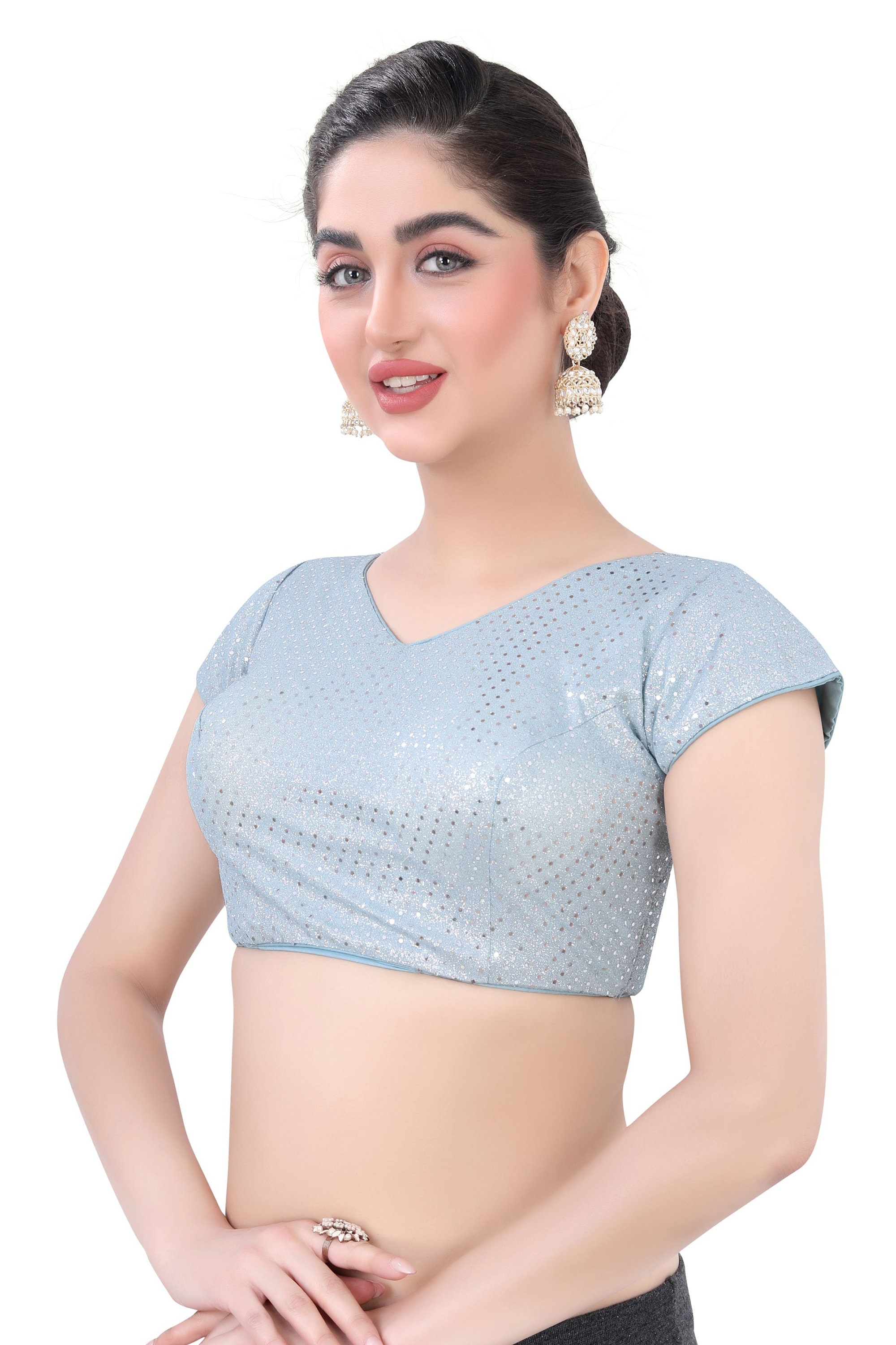 SCUBE DESIGNS Cotton Silk All Over embrodered Sweetheart Neck Half Sleeves  Saree Blouse Readymade Crop Top Choli for Girls & Womens Free Size :  : Fashion