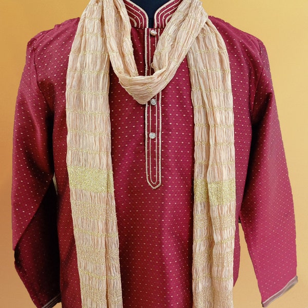 Crush Silk Dupatta Stole Chunni for Sherwani and kurta