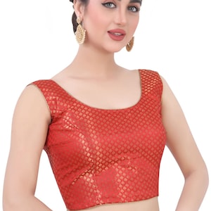 Women&#39;s Blouse Brocade sleeveless for partywear sarees.