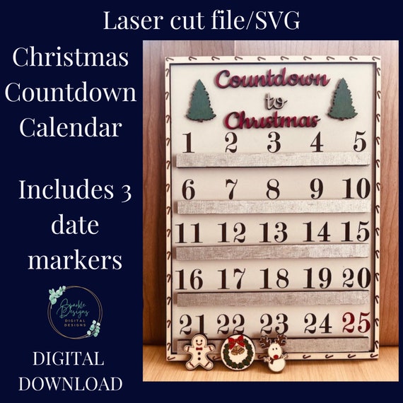 Christmas Countdown Calendar Laser Cut Files/svg Etsy