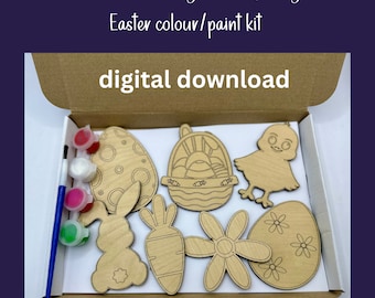 Easter craft kit,Easter paint color kit,Glowforge cut file,Easter laser SVG,Kids craft kits,Easter bunny rabbit,Easter diy paint kit,