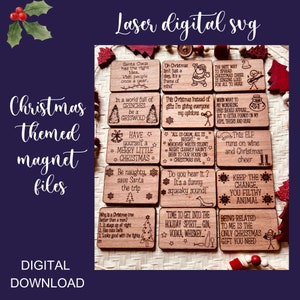 Aimant laser SVG, fichiers coupés Glowforge, aimants drôles de Noël, découpe laser SVG, téléchargement numérique, vacances de Noël SVG, humour sarcastique