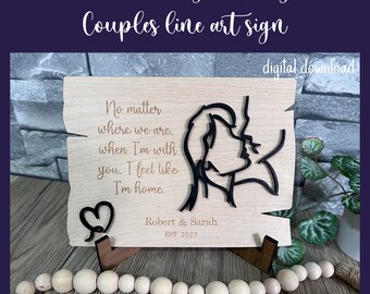 Couples Line Art SVG, Valentines Laser Cut Sign (Digital Download)