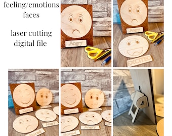 Emotions Faces SVG Laser Cut Files, Kids Mental Health (Digital Download)