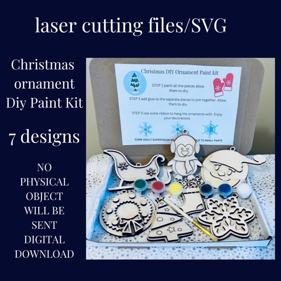 Christmas Ornament DIY Paint Kit SVG, Laser Cut Files (Digital Download)