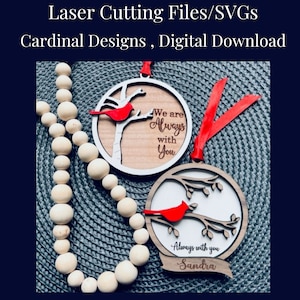 Christmas Laser,Christmas laser files,Cardinal Ornament SVG, Glowforge cut file, Memorial Christmas Ornament, Laser cut SVG , Memorial Gifts