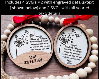 Memorial Ornament Laser Cut File, Christmas SVG Glowforge (Digital Download)