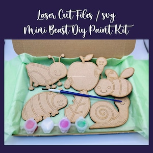 Kit di pittura per bambini in formato SVG, kit fai da te, mini artigianato bestia, set di artigianato per bambini, file di taglio Glowforge, taglio laser in formato SVG, kit di colori per bambini, kit di artigianato per bambini