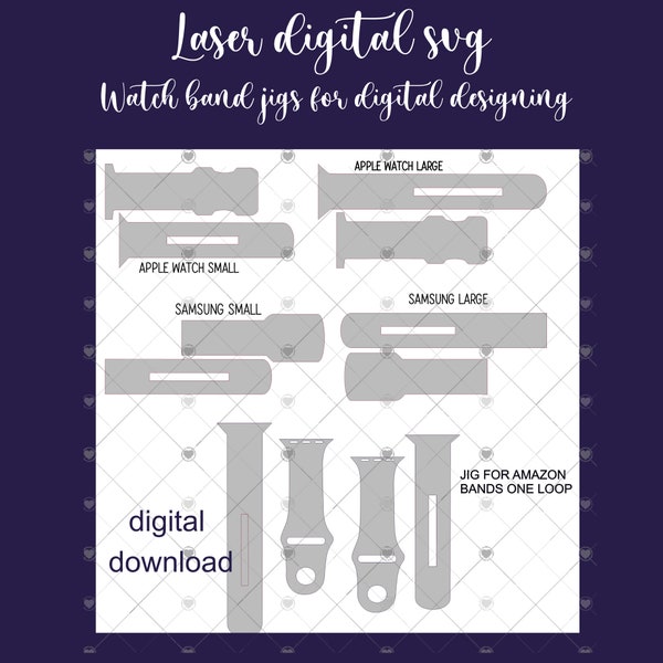 Apple  Samsung Watch Band Jig For Digital Designing , silicone watch band cut file , Glowforge  Laser cutting files SVG, apple watch band