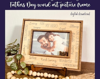 Father's Day Photo Frame SVG, Word Art Laser Cut (Digital Download)