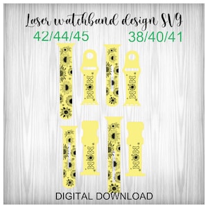 Apple Uhrenarmband SVG, Laser geschnitten Datei, Mama Bienen Sonnenblumen Design, Mama Geburtstag, Muttertag, Glowforge laser ready, graviert
