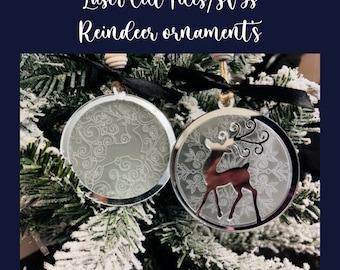 Laser Cut Christmas Reindeer Ornament SVG (Digital Download)