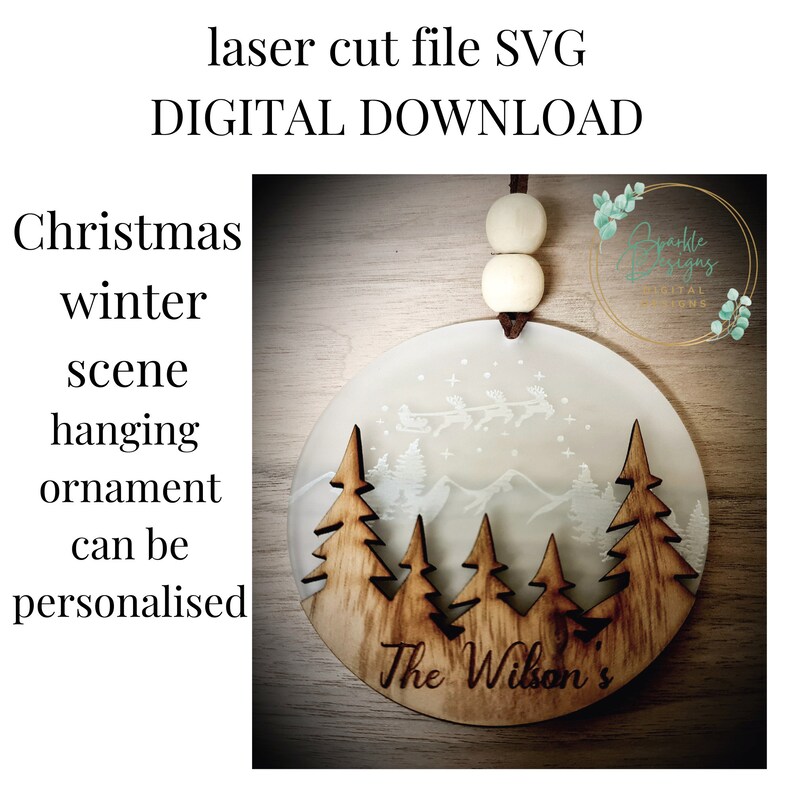 Laser cut , SVG Glowforge Christmas winter scene SVG , laser file , Christmas ornament , SVG file , 3D layered design , cricut 