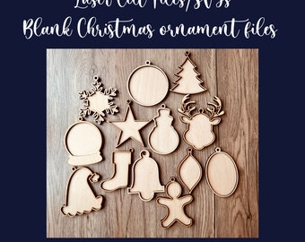 Blank Ornament template Christmas crafts , Glowforge Laser Files, Christmas SVG, Customizable Ready SVG,Holiday Laser Cut Ornaments,