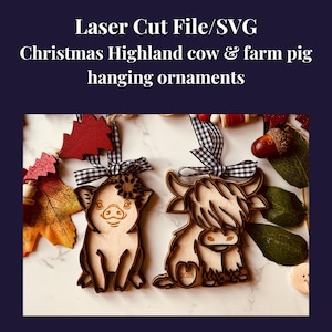 Christmas Highland Cow SVG, Christmas Highland cow ornament, Glowforge file,laser cut SVG,Christmas ornament,Tree decoration,Christmas SVG,