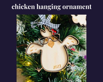 Chicken Christmas Ornament, Laser Cut File SVG (Digital Download)
