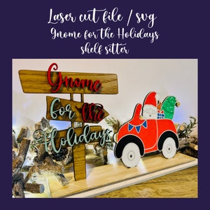 Gnome for the Holidays, Gnome shelf sitter, Christmas decor, Glowforge cut files,Laser cut SVG, Christmas gnome svg, Laser Design SVG