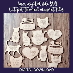 Aimant de réfrigérateur chat SVG, fichier de coupe Glowforge, chat SVG, SVG laser, fichier laser magnétique, chats svg, téléchargement numérique, cadeau chat, fichier prêt pour le laser