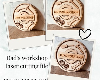 Dads Workshop, Laser geschnittene Datei, Vatertag, Glowforge geschnittene Datei, Laser SVG, Opas Werkstatt, Vatertagsgeschenk, Schneidedatei, Türschild