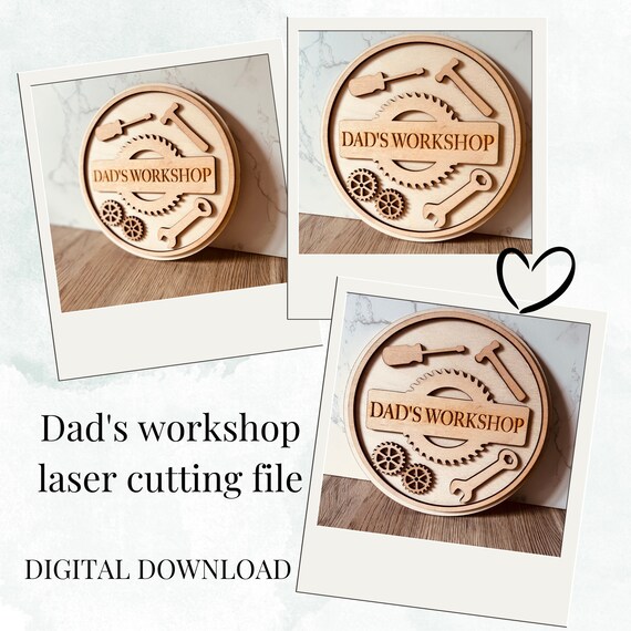 Dads Workshop, Laser cut file,Father's Day, Glowforge cut file, Laser SVG, Grandpa's workshop, Fathers day gift, cutting file, door sign