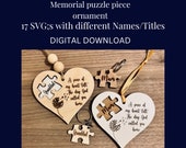 Memorial Remembrance Ornament, Puzzle Heart laser SVG File, Glowforge cut file, Loved One SVG, Memorial loved, Customisable, Laser cut files