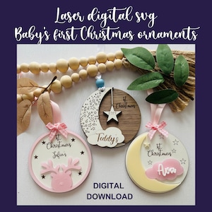 Taglio laser Natale, Primo Natale del bambino, Natale Laser SVG, file di taglio Glowforge, Ornamento per bambini, download digitale, file laser, file in formato SVG