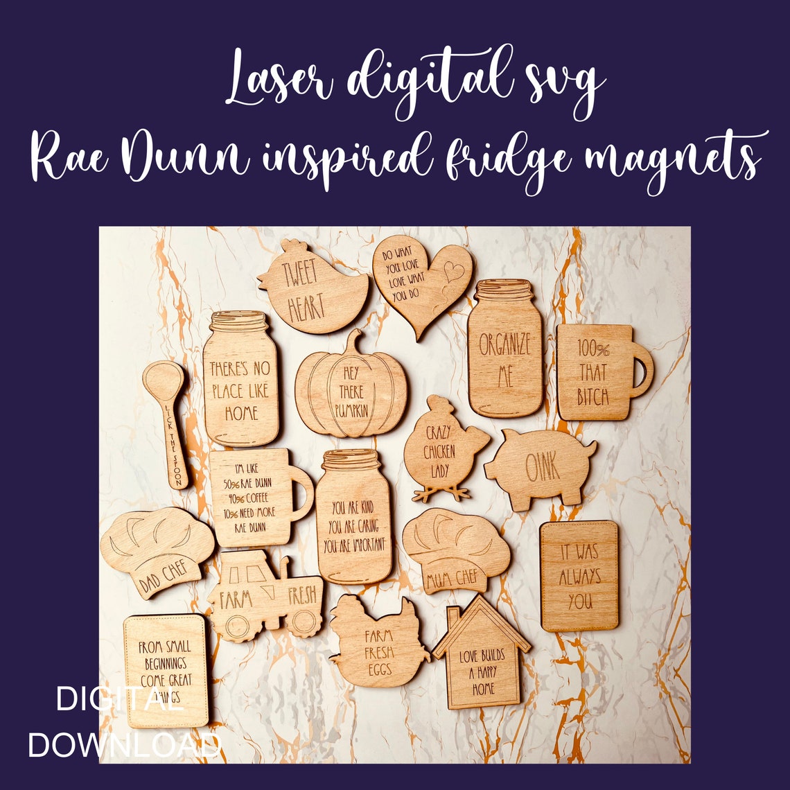 Rae Dunn Inspired Fridge Magnets SVG, Laser Cut Files (digital File) - Etsy