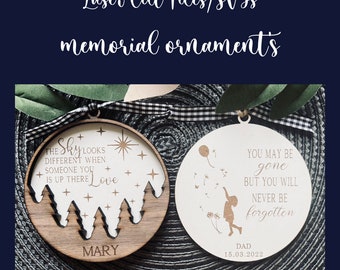 Christmas memorial ornament, Glowforge cut file, laser cutting,Holiday gift, Remembrance ornament, Laser SVG,Christmas svg,digital download
