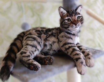Realistisches Bengal Kätzchen: Handgemachte posierbare Katzen Figur Auf Bestellung