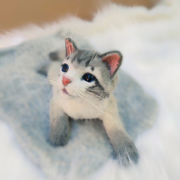 Realistic Handmade Poseable Kitten Art Doll: Collectible Fur Toy TO ORDER