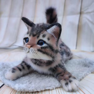 Realistic Plush Bengal Kitten: Poseable Cat Art Doll, Soft Sculpture (TO ORDER)