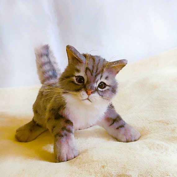 Realistic Plush Kitten Cat Art Doll soft Sculpture Pet Portrait