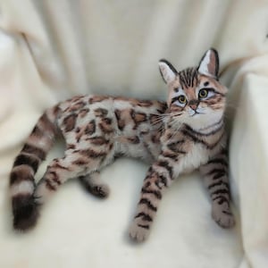 Realistic Bengal Cat Plush: Life-Size Faux Fur Figurine (Handmade) TO ORDER
