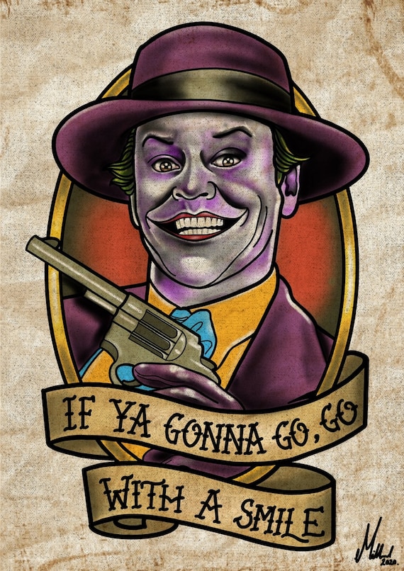 Joker Batman Jack Nicholson Tattoo Flash Kunstdruck Etsy