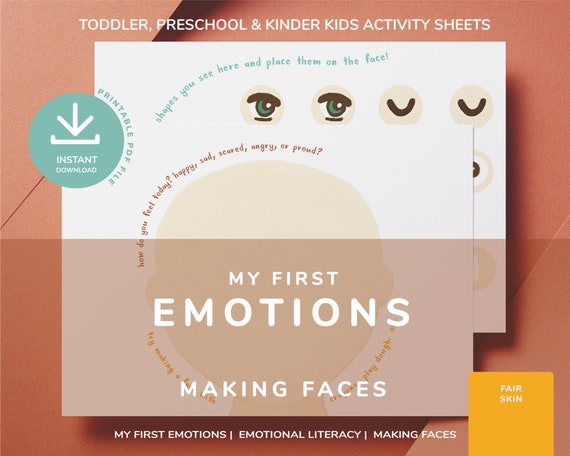 Making Faces Printable Fair Skin Emotions And Feelings Etsy