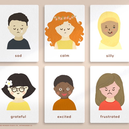 Feelings And Emotions Flashcards English Printable Etsy