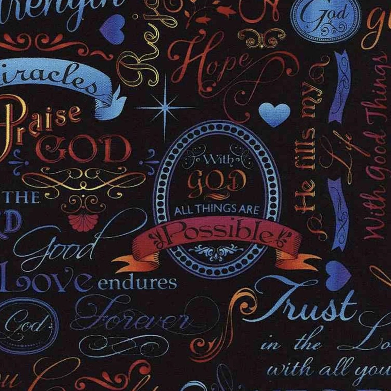 ChristianWords Of Faith Fabric100 cottonReady to Ship Etsy