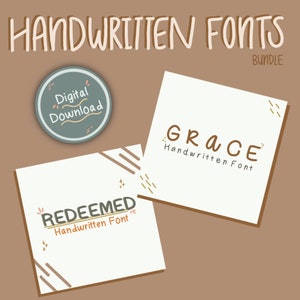 Handwritten Font Bundle - Digital Download of Grace and Redeemed Fonts procreate