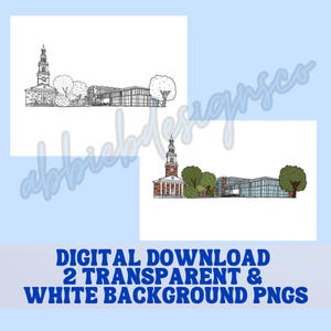 WILDCATS KENTUCKY PNG digital download // landscape and transparent artwork of memorial hall and the law school // lexington artwork //