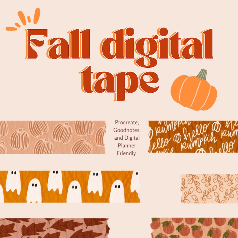 Fall Washi Tape Clipart: Digital Planner Stickers (procreate, Goodnotes ...