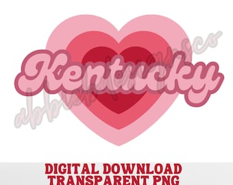 Kentucky Pink Heart PNG: Valentine's Day Sublimation (Digital Download)