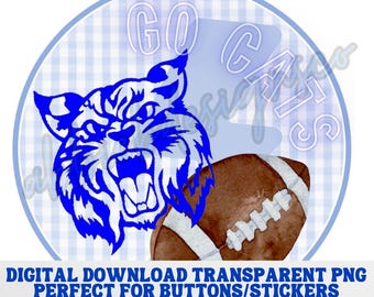Wildcats Football Game Day PNG: Kentucky Apparel Button & Sticker (Digital Download)