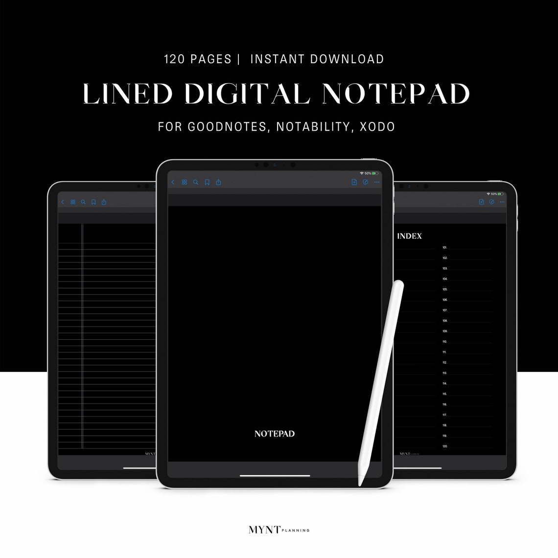Digital Notepad With Lined Paper Goodnotes Notability Xodo Etsy