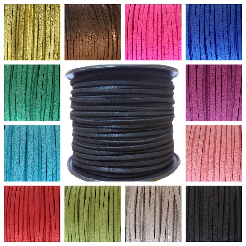 20 yards 3mm Faux Suede Glitter Leather Cord various colors Etsy